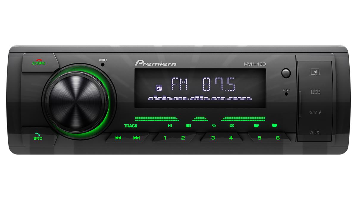 Premiera MVH 130 FM\USB\BT ресивер с зеленой подсветкой