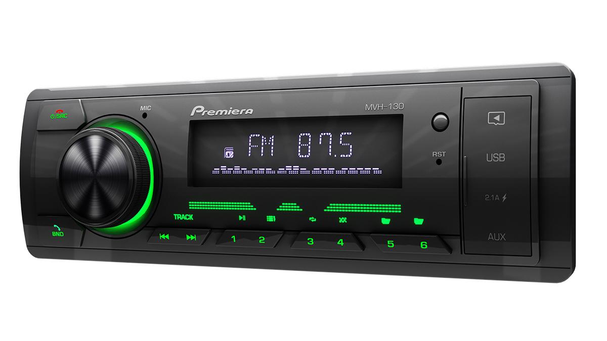 Premiera MVH 130 FM\USB\BT ресивер с зеленой подсветкой