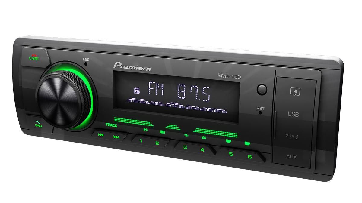 Premiera MVH 130 FM\USB\BT ресивер с зеленой подсветкой