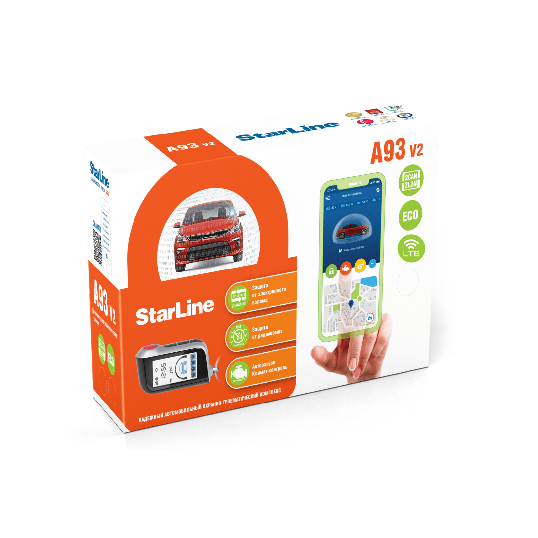 Автосигнализация  StarLine A93 v2 2CAN-2LIN LTE ECO